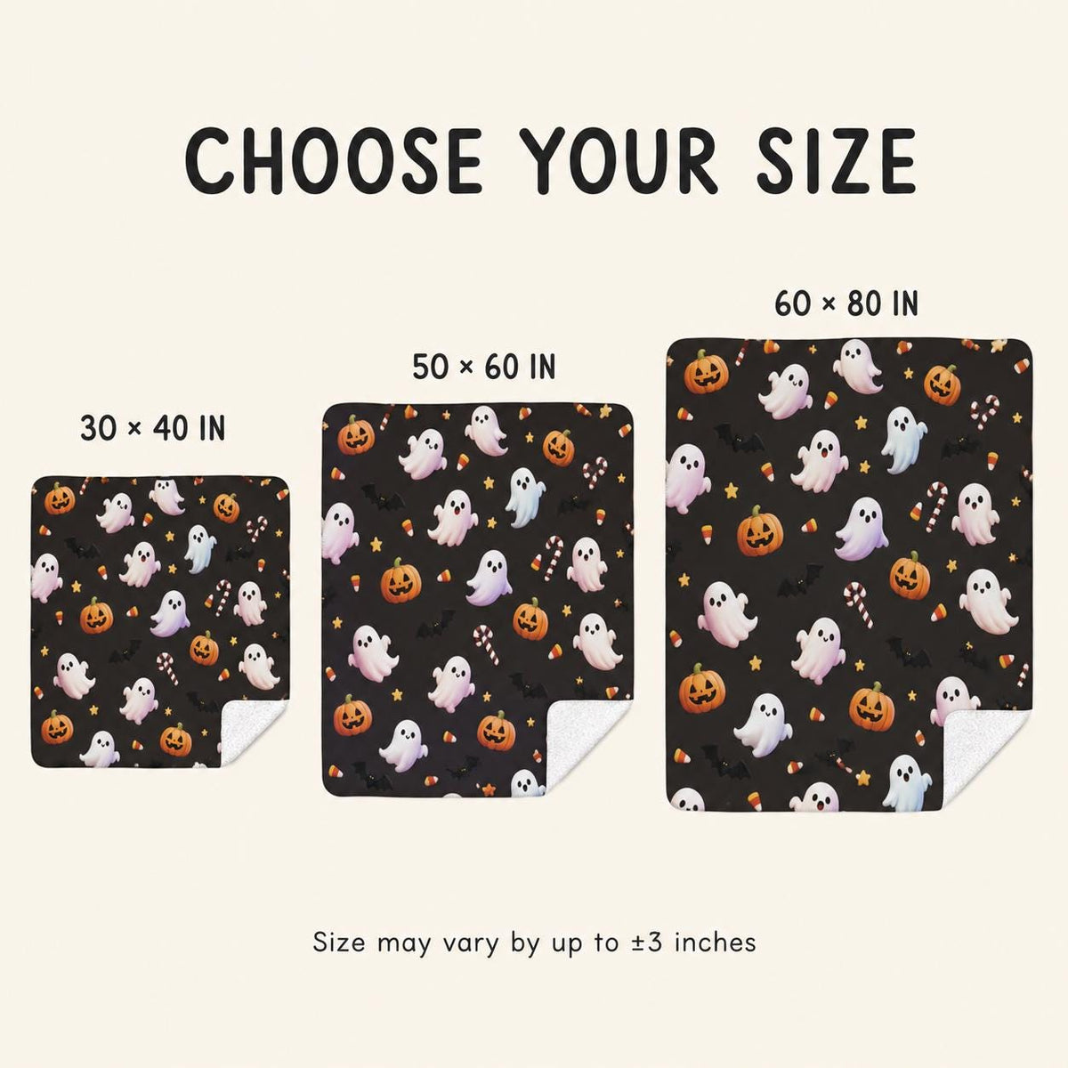 Cute Ghost Halloween Sherpa Blanket, Pumpkin Fleece Throw, Cozy Spooky Blanket, Kids Halloween Decor