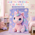 Pastel Unicorn Sherpa Blanket, Cute Kawaii Kids Throw, Girls Bedroom Decor, Cozy Unicorn Gift, Nursery Blanket
