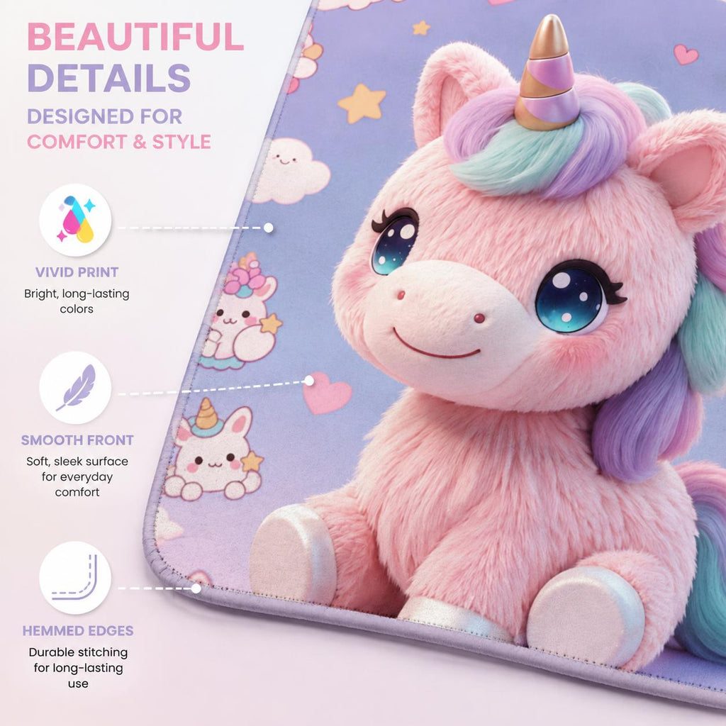 Pastel Unicorn Sherpa Blanket, Cute Kawaii Kids Throw, Girls Bedroom Decor, Cozy Unicorn Gift, Nursery Blanket