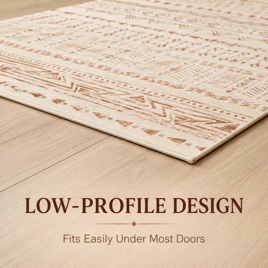 Area Rug, 6 X 9 Ft Large Washable Rug, Non-Slip And Tear-Resistant Soft Carpet, Pet & Child Friendly Modern Area Rugs, Indoor Mat For Bedroom, Office, Living Room, Kids Room, Entryway, Beige