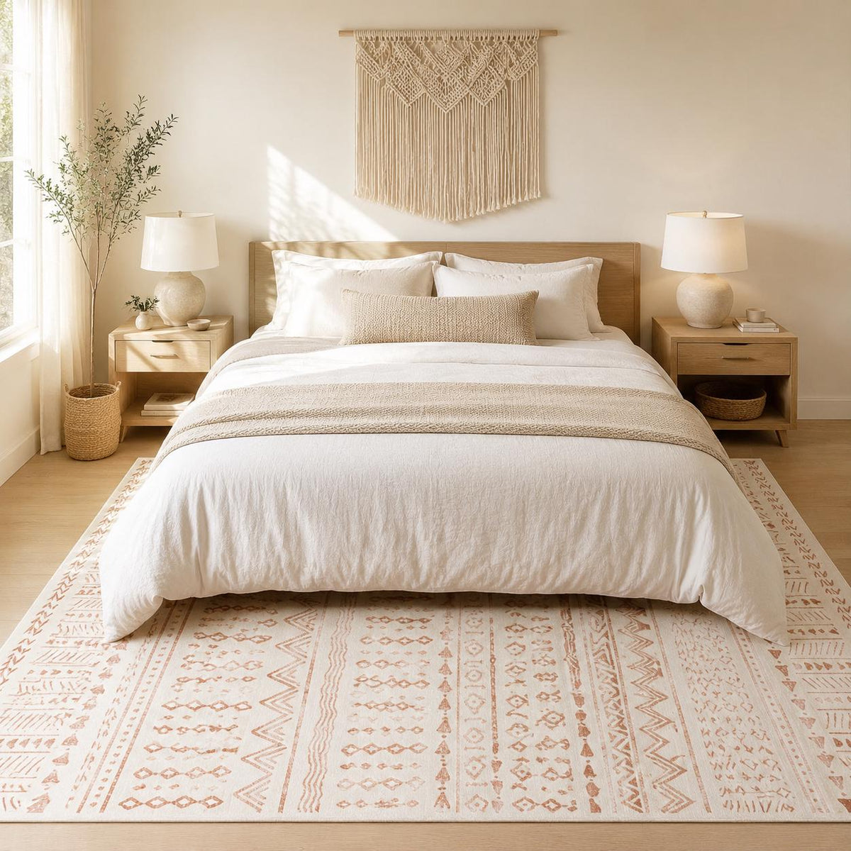 Area Rug, 6 X 9 Ft Large Washable Rug, Non-Slip And Tear-Resistant Soft Carpet, Pet & Child Friendly Modern Area Rugs, Indoor Mat For Bedroom, Office, Living Room, Kids Room, Entryway, Beige
