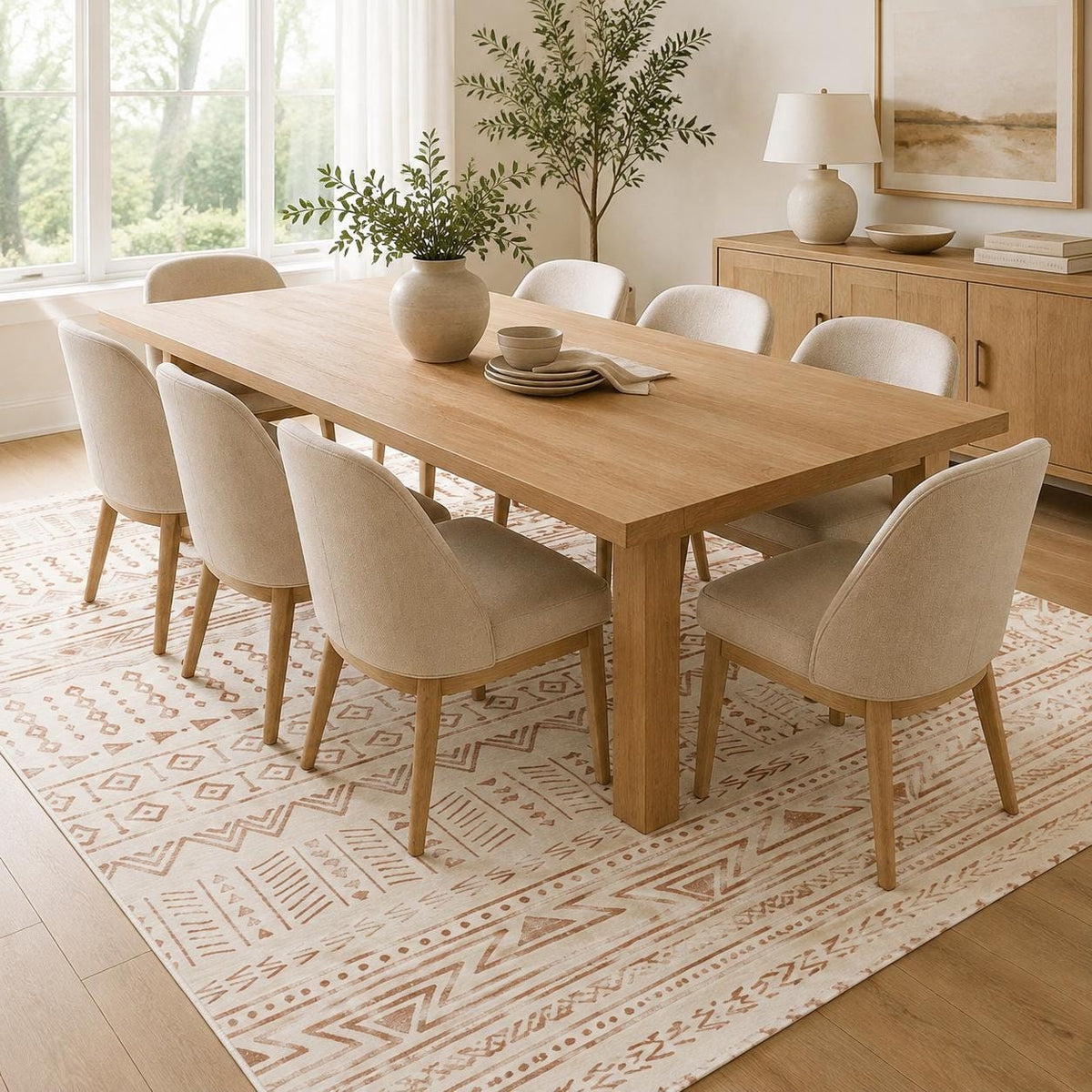 Area Rug, 6 X 9 Ft Large Washable Rug, Non-Slip And Tear-Resistant Soft Carpet, Pet & Child Friendly Modern Area Rugs, Indoor Mat For Bedroom, Office, Living Room, Kids Room, Entryway, Beige