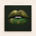Green Lips Canvas Wall Art, Money Lips Print, Dark Green Glam Decor, Fashion Wall Art, Maximalist Bedroom Decor, Luxury Art Gift