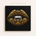 Black Gold Lips Canvas Wall Art, Art Deco Glam Decor, Fashion Wall Art, Maximalist Bedroom Decor, Luxury Beauty Salon Art Gift