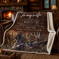 To My Wife Sherpa Blanket, Romantic Wife Gift, Deer Couple Love Blanket, Anniversary or Birthday Gift for Her, 60x80