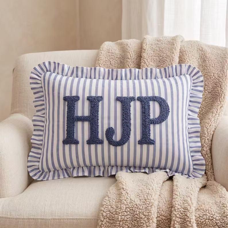 Custom Embroidered Pillow, Personalized Name Cushion, Family Name Pillow, Wedding Gift, Anniversary Gift, Custom Home Decor