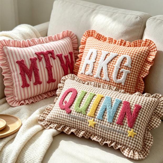 Custom Embroidered Pillow, Personalized Name Cushion, Family Name Pillow, Wedding Gift, Anniversary Gift, Custom Home Decor