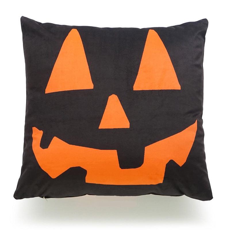 Halloween Throw Pillow, Filled Cotton Linen Cushion, Trick or Treat Pumpkin Pillow, Orange Black Halloween Sofa and Porch Decor