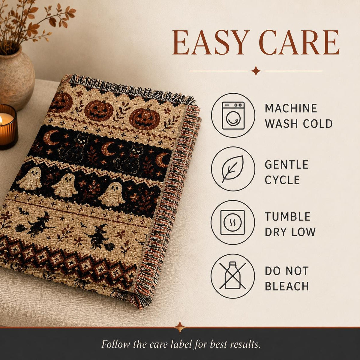 Ghost Cat Halloween Woven Blanket