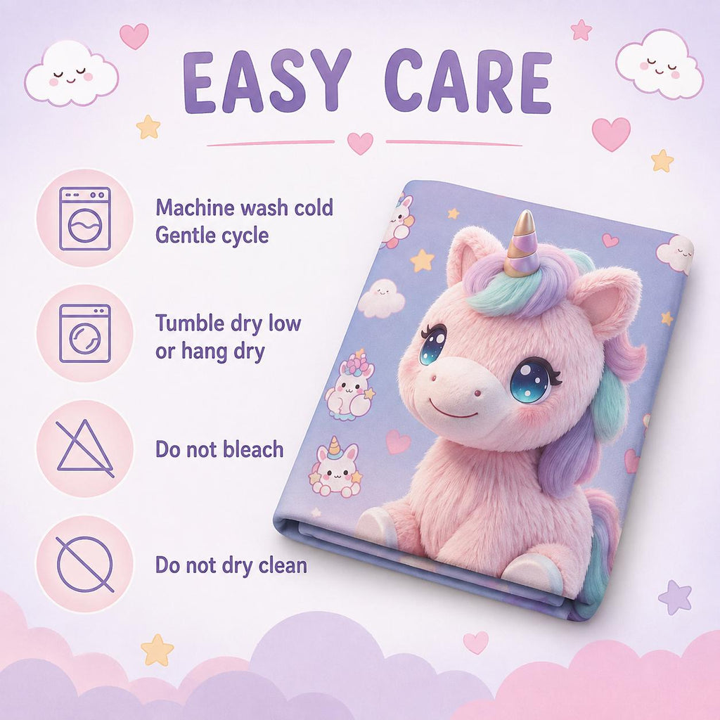 Pastel Unicorn Sherpa Blanket, Cute Kawaii Kids Throw, Girls Bedroom Decor, Cozy Unicorn Gift, Nursery Blanket