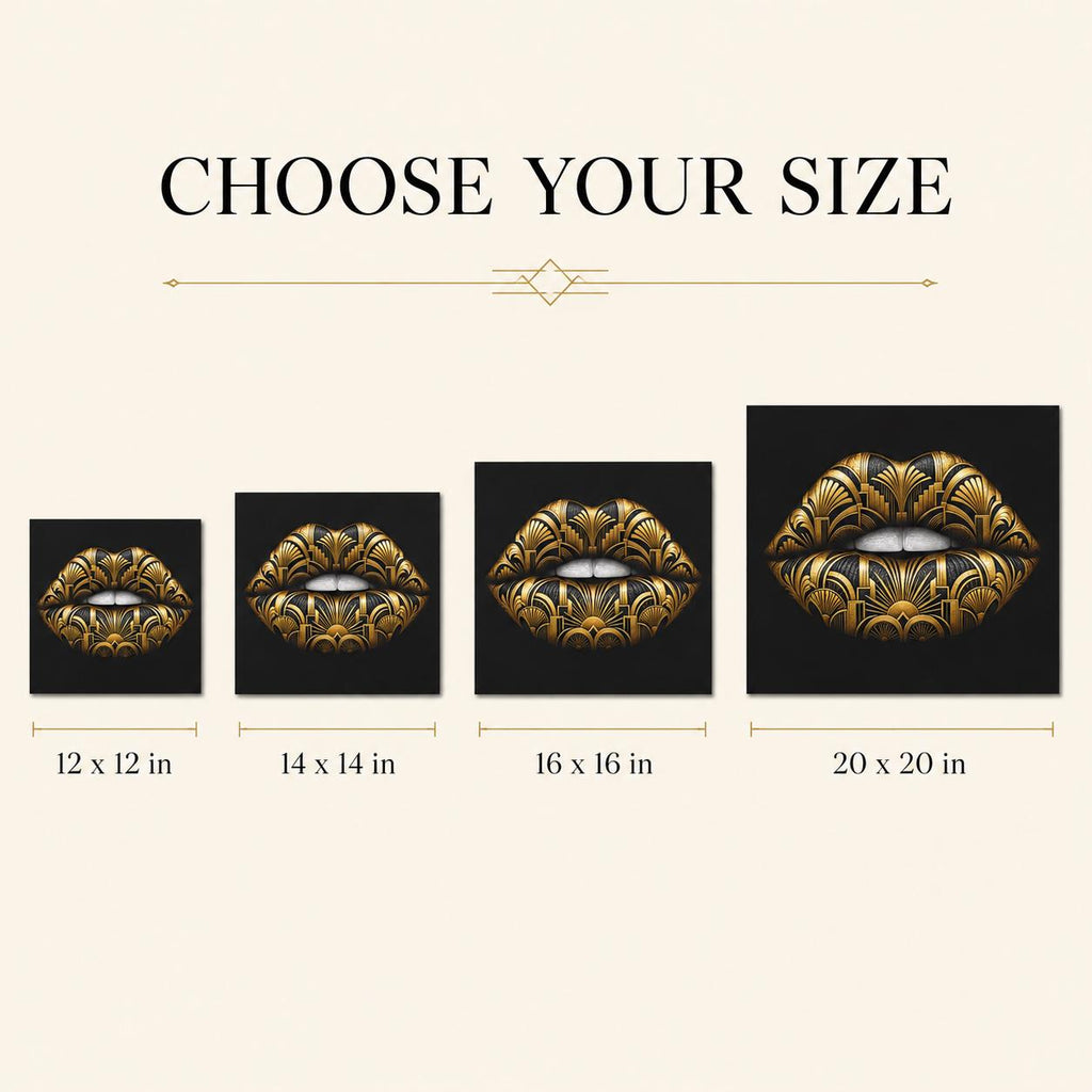 Black Gold Lips Canvas Wall Art, Art Deco Glam Decor, Fashion Wall Art, Maximalist Bedroom Decor, Luxury Beauty Salon Art Gift