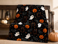 Halloween Blanket with Ghosts Black Cats and Pumpkins, Cozy Spooky Throw Blanket, Cute Halloween Decor, Fall Gift