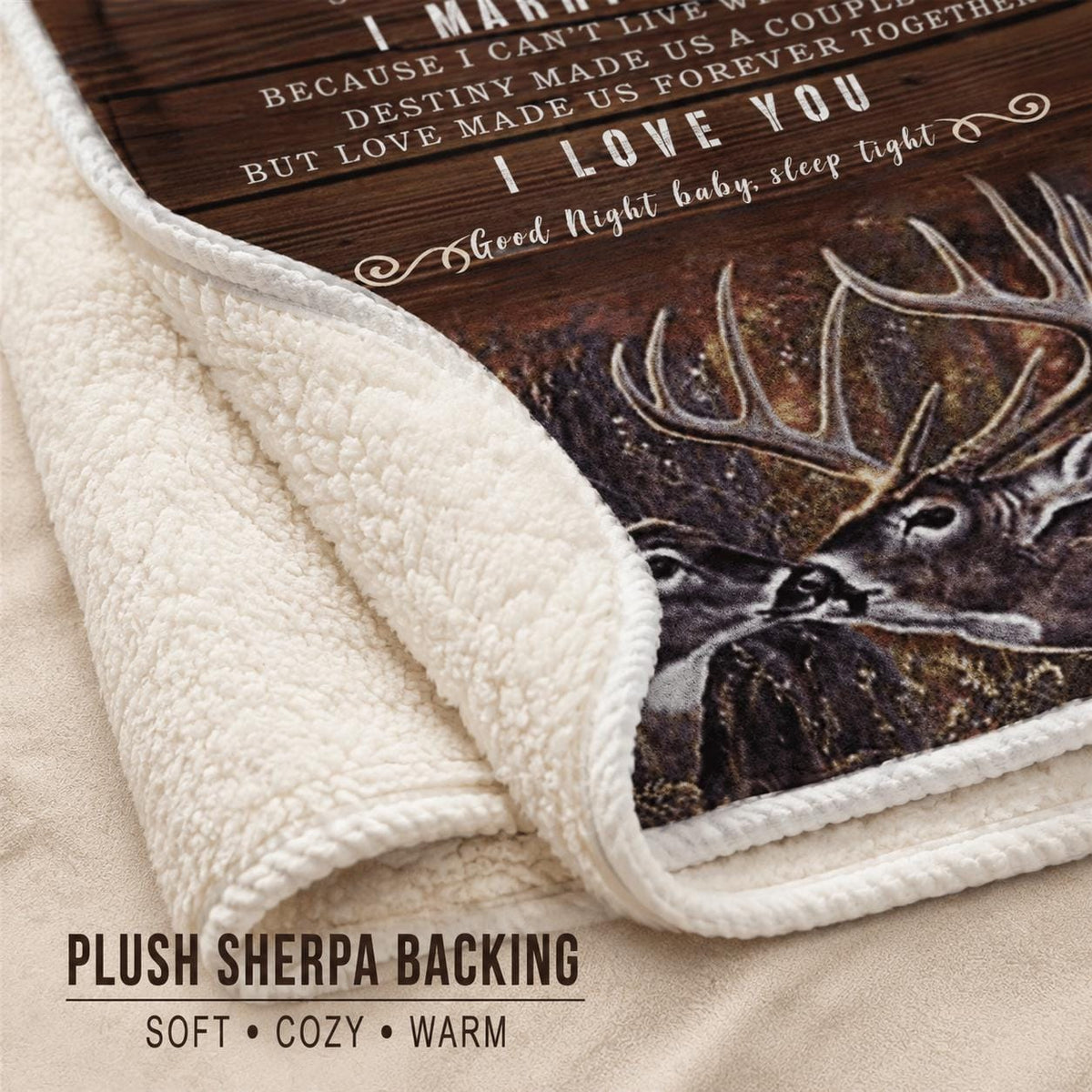 To My Wife Sherpa Blanket, Romantic Wife Gift, Deer Couple Love Blanket, Anniversary or Birthday Gift for Her, 60x80