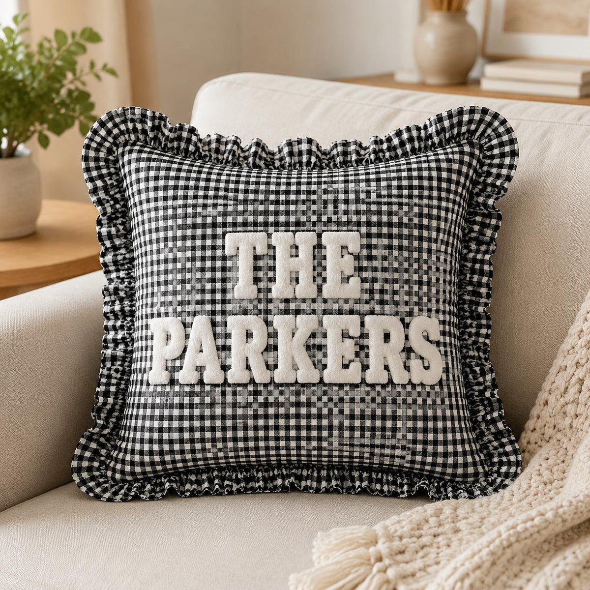 Custom Embroidered Pillow, Personalized Name Cushion, Family Name Pillow, Wedding Gift, Anniversary Gift, Custom Home Decor