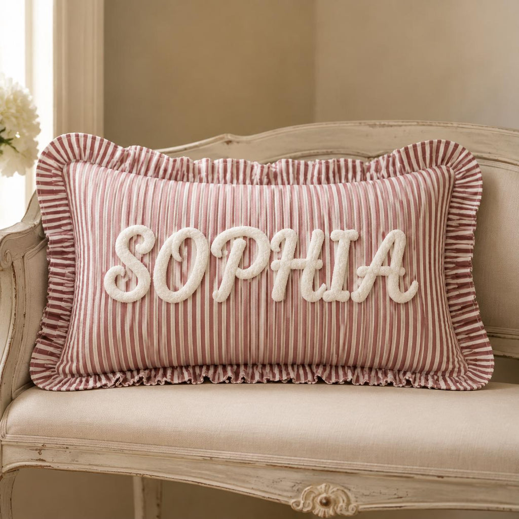 Custom Embroidered Pillow, Personalized Name Cushion, Family Name Pillow, Wedding Gift, Anniversary Gift, Custom Home Decor