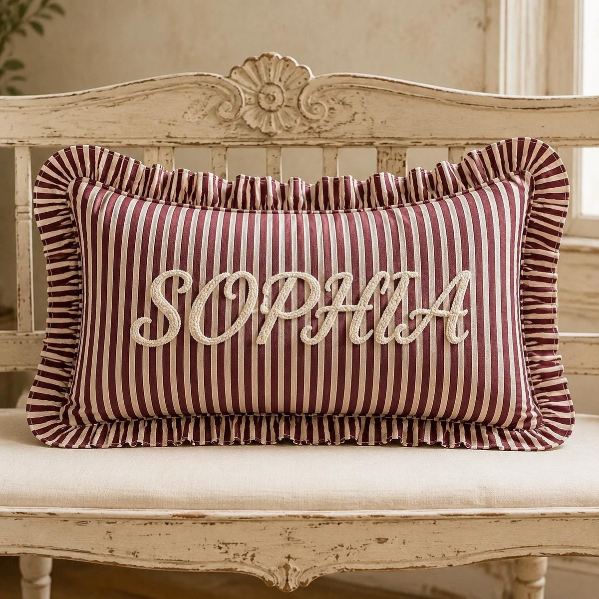 Custom Embroidered Pillow, Personalized Name Cushion, Family Name Pillow, Wedding Gift, Anniversary Gift, Custom Home Decor
