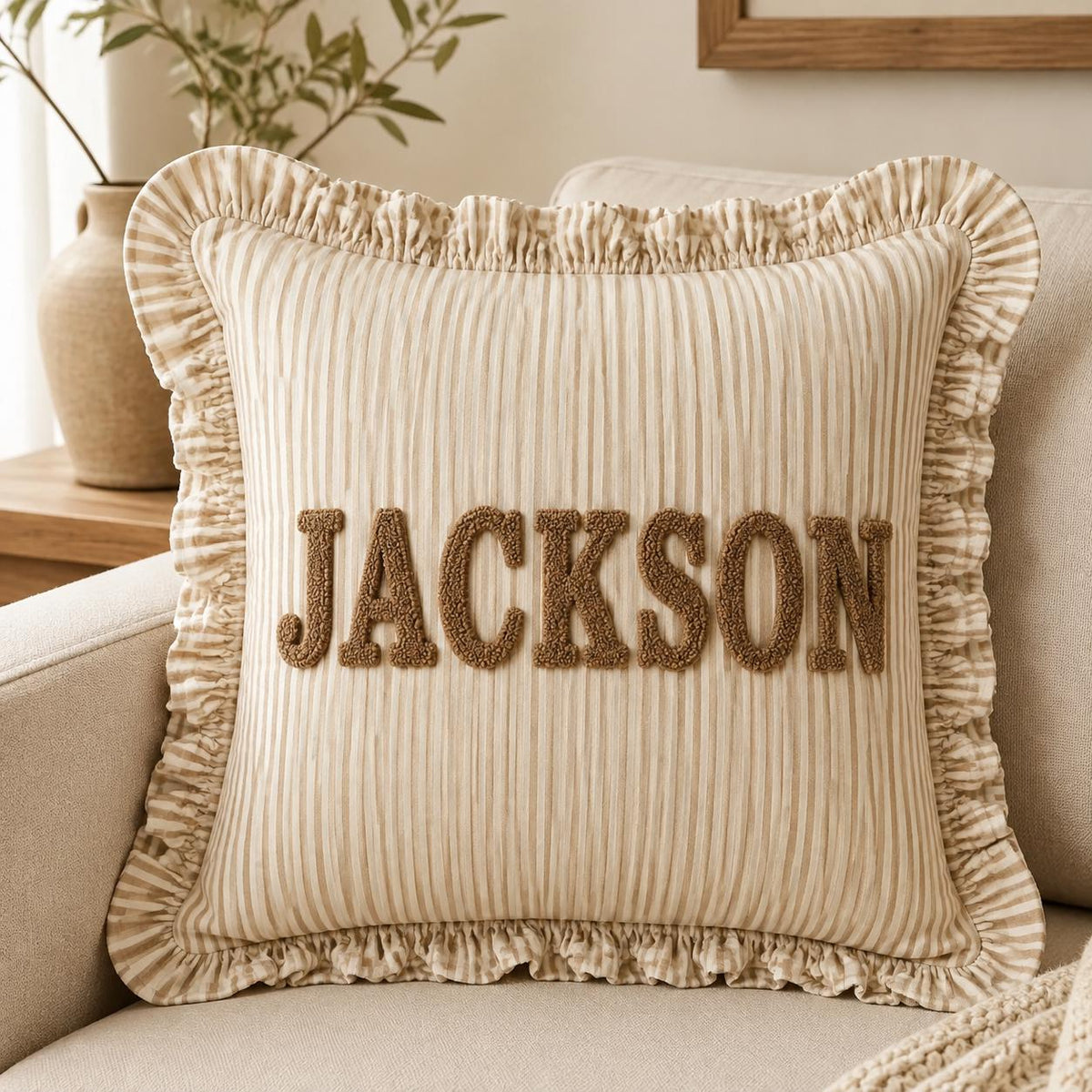Custom Embroidered Pillow, Personalized Name Cushion, Family Name Pillow, Wedding Gift, Anniversary Gift, Custom Home Decor