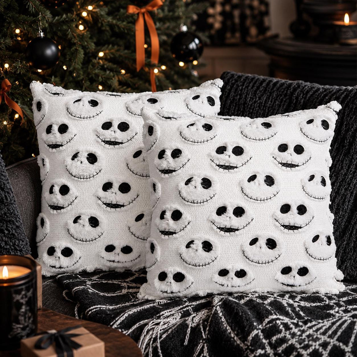 Spooky Christmas Decor, Gothic Halloween Pillow
