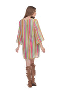 La Moda Multi-Color Stripe Pattern Short Polyester Tunic