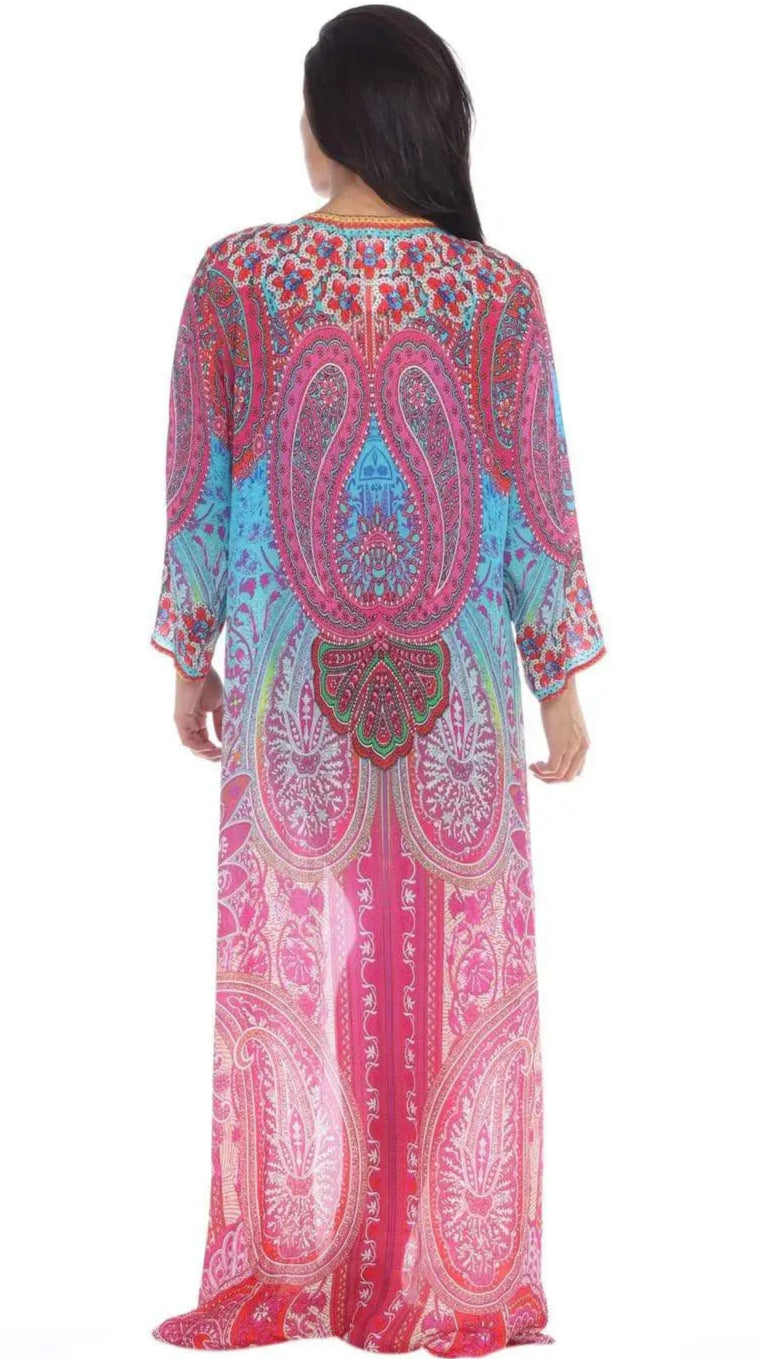 Wholesale Best Swimwear Cover Up Kimonos In Multi-Color Prints FRor Women Made From Viscose Silk-1