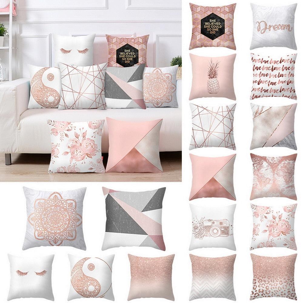 Nordic Botanical Throw Pillow Cover | Modern Geometric Floral Cushion Cover for Sofa & Bedroom