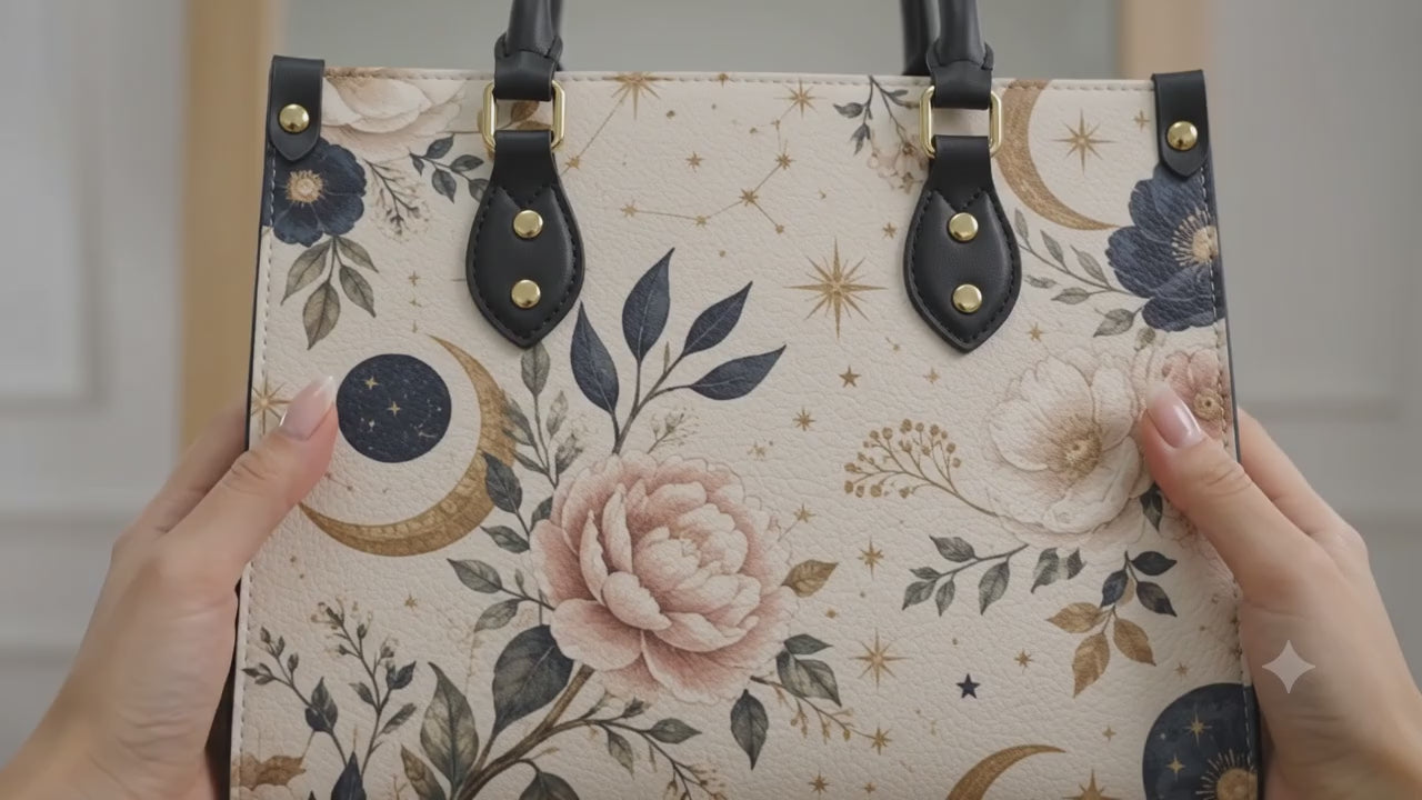 Elegant Celestial Floral Satchel Handbag