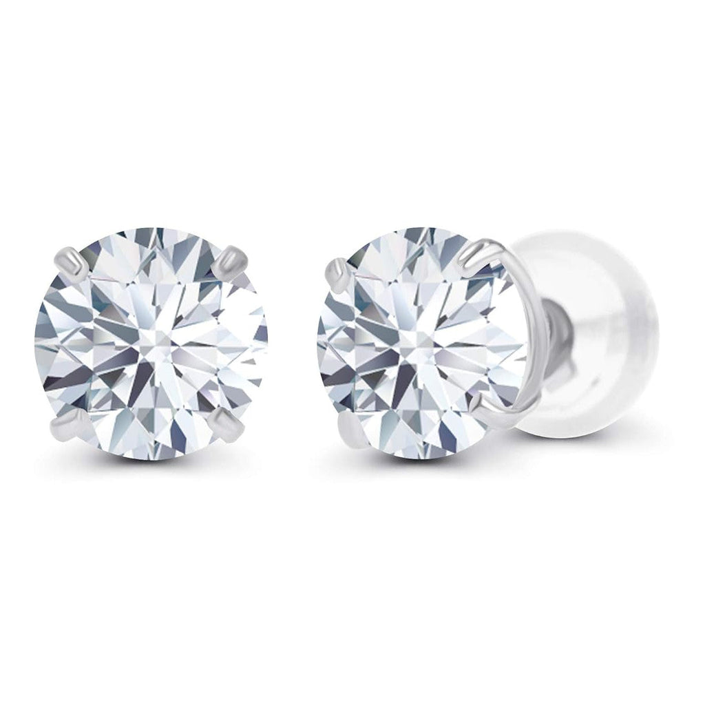 2CTW Created Moissanite Stud Earrings (G-VS) in Choice of 14K White Gold or Yellow Gold-0