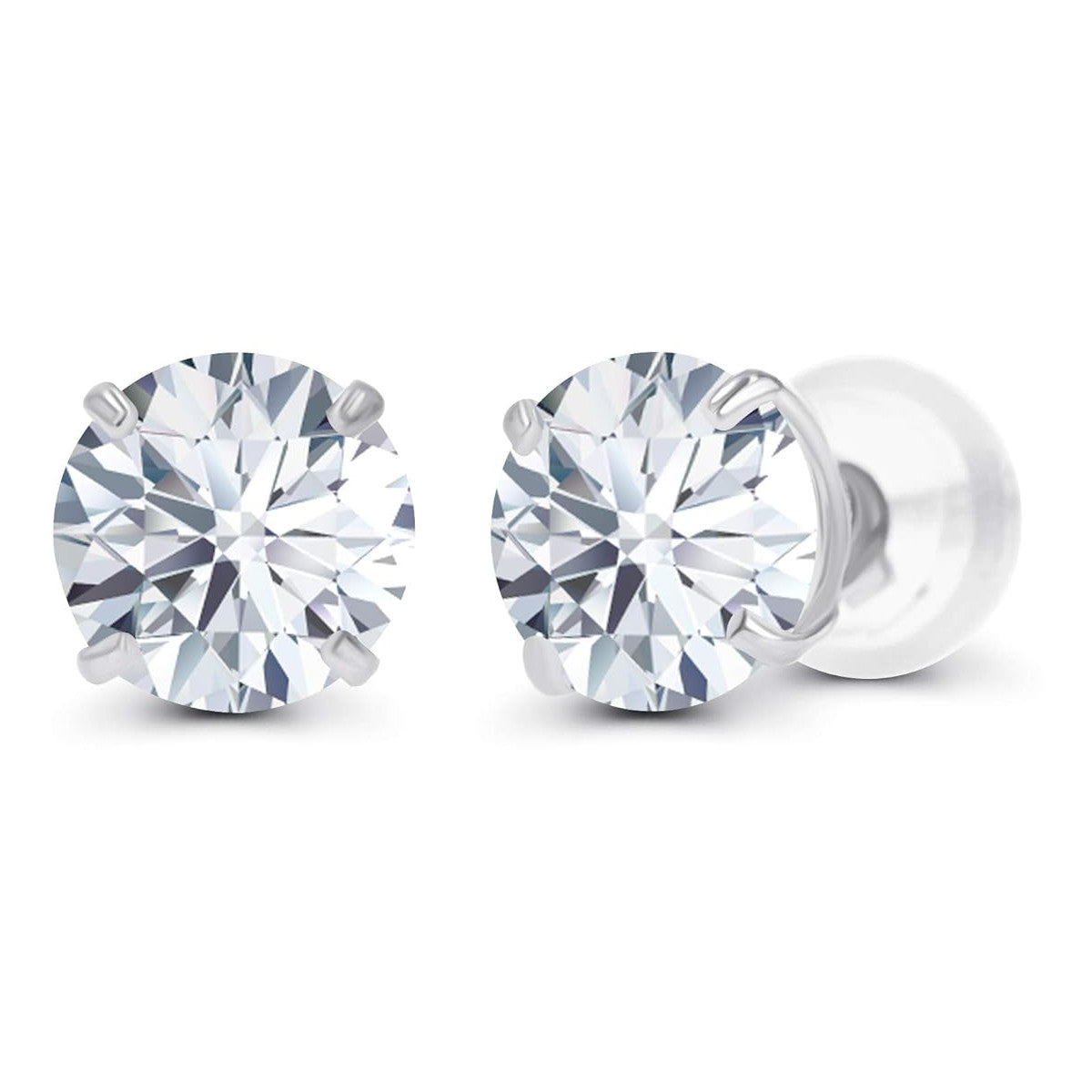 2.00 CTW Round CZ Stud Earrings in 14K White or Yellow Gold – Handcrafted Luxury-0