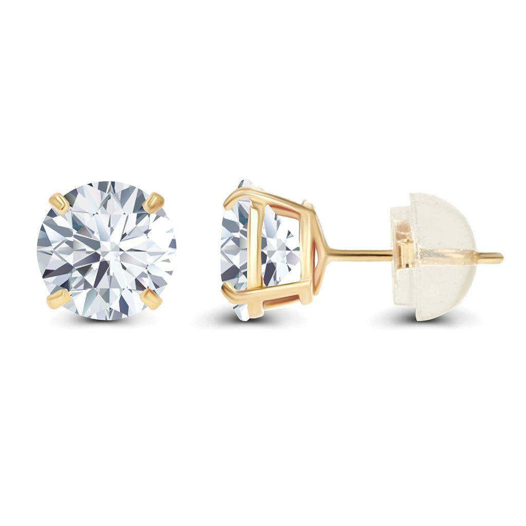 2CTW Created Moissanite Stud Earrings (G-VS) in Choice of 14K White Gold or Yellow Gold-4