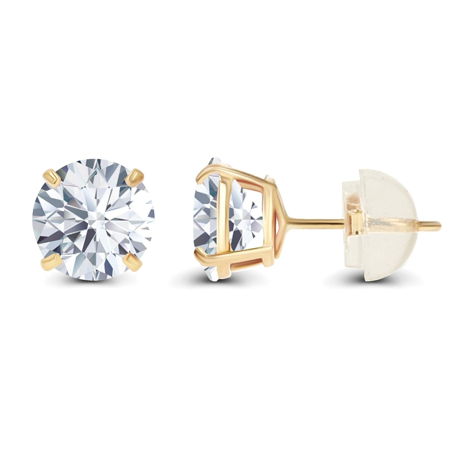 2CTW Created Moissanite Stud Earrings (G-VS) in Choice of 14K White Gold or Yellow Gold-4