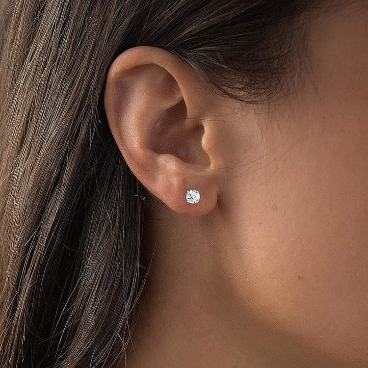 2.00 CTW Round CZ Stud Earrings in 14K White or Yellow Gold – Handcrafted Luxury-4