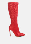 Tinkles Embossed High Heeled Calf Boots-5