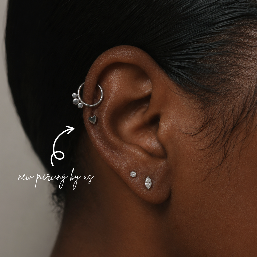 Petite Heart Threadless Labret Titanium Flat Back Earring
