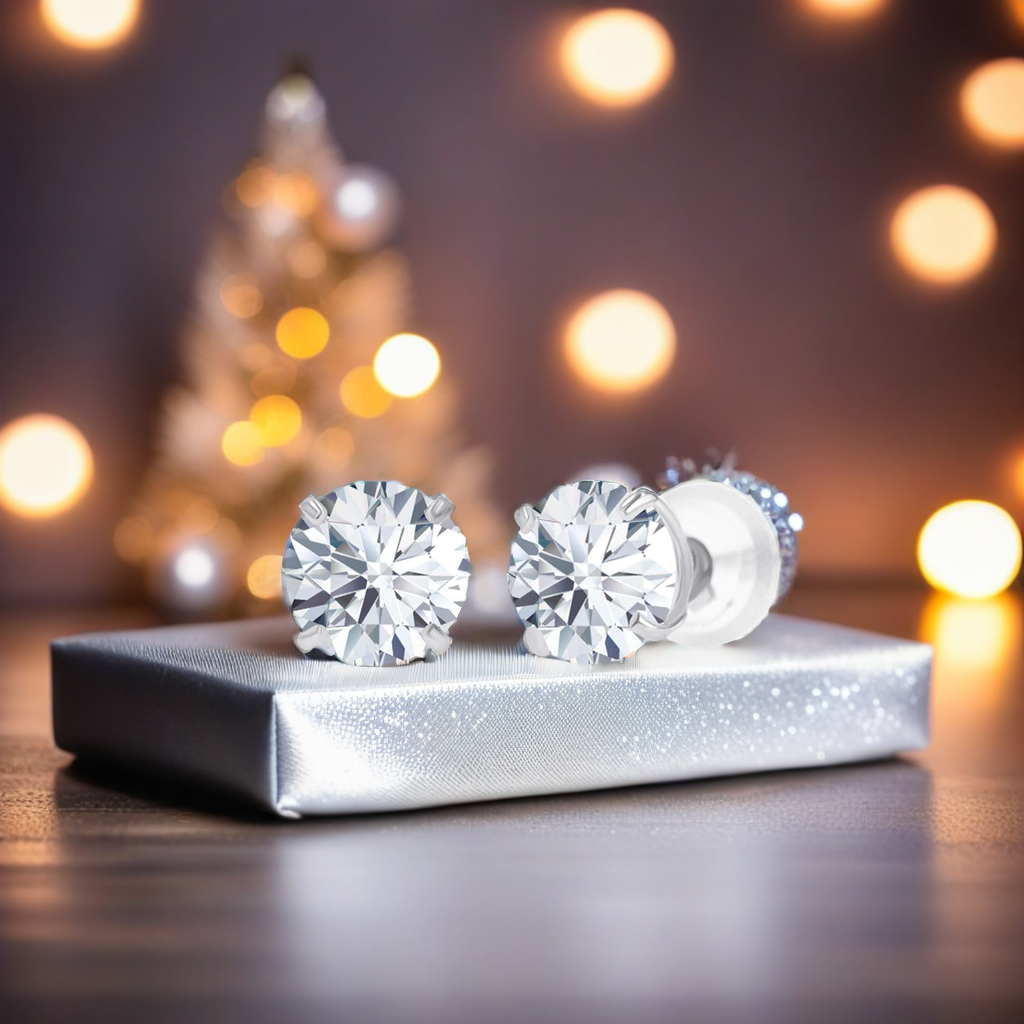 2.00 CTW Round CZ Stud Earrings in 14K White or Yellow Gold – Handcrafted Luxury-2