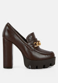 London Rag Y2K Chunky High Block Heeled Loafers