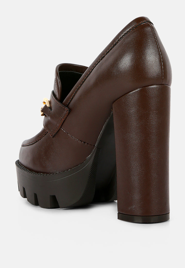 London Rag Y2K Chunky High Block Heeled Loafers