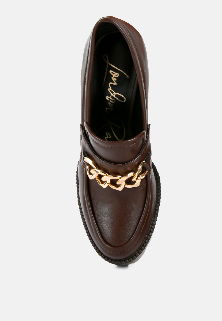 London Rag Y2K Chunky High Block Heeled Loafers